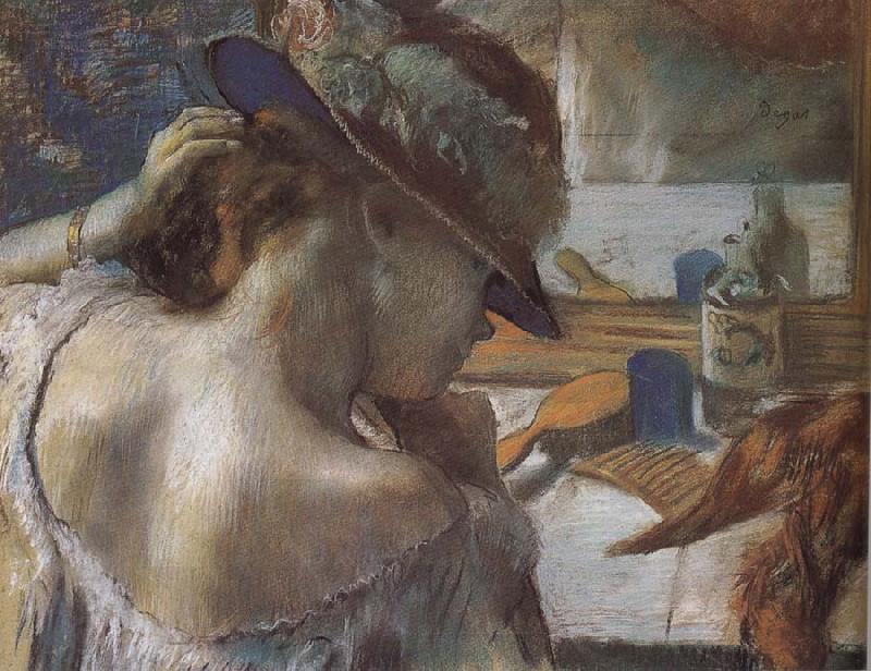 Edgar Degas In the front of mirror oil painting picture